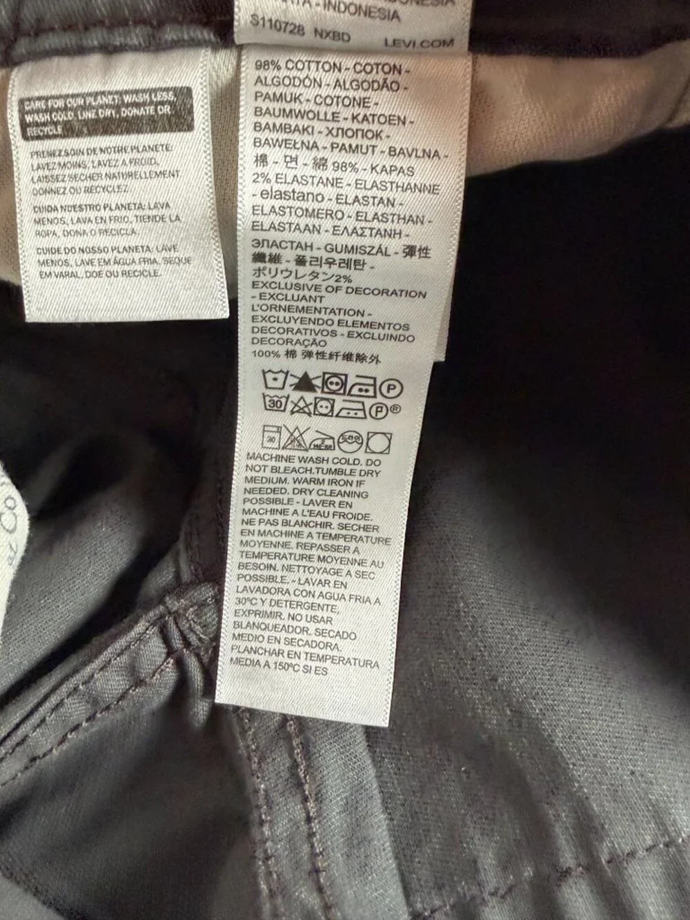 Levi's 502 Mens Black Taper Jeans Size W29 L30 Stretch Cotton Stretch Mid-Rise
